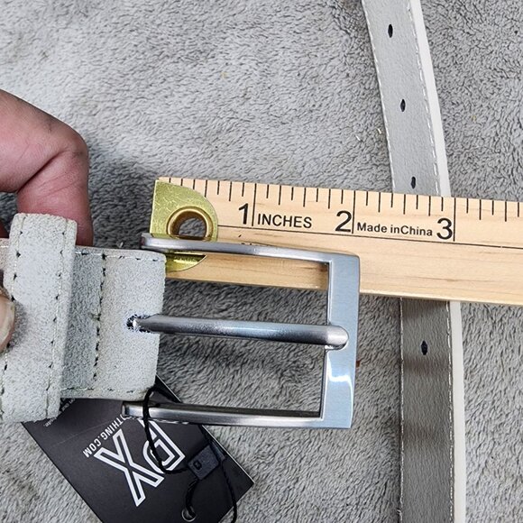 PX Belt Mens 30 Beige Leather Silver Tone Buckle  *NWT* - Picture 4 of 6